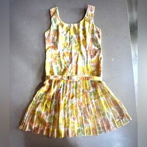 Mister Robert’s Vintage 1970 1960 60s 70s Floral Sleeveless Dress with Belt 12